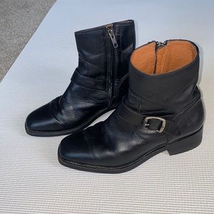 Frye leather zip up booties